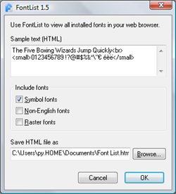 FontList - Main window